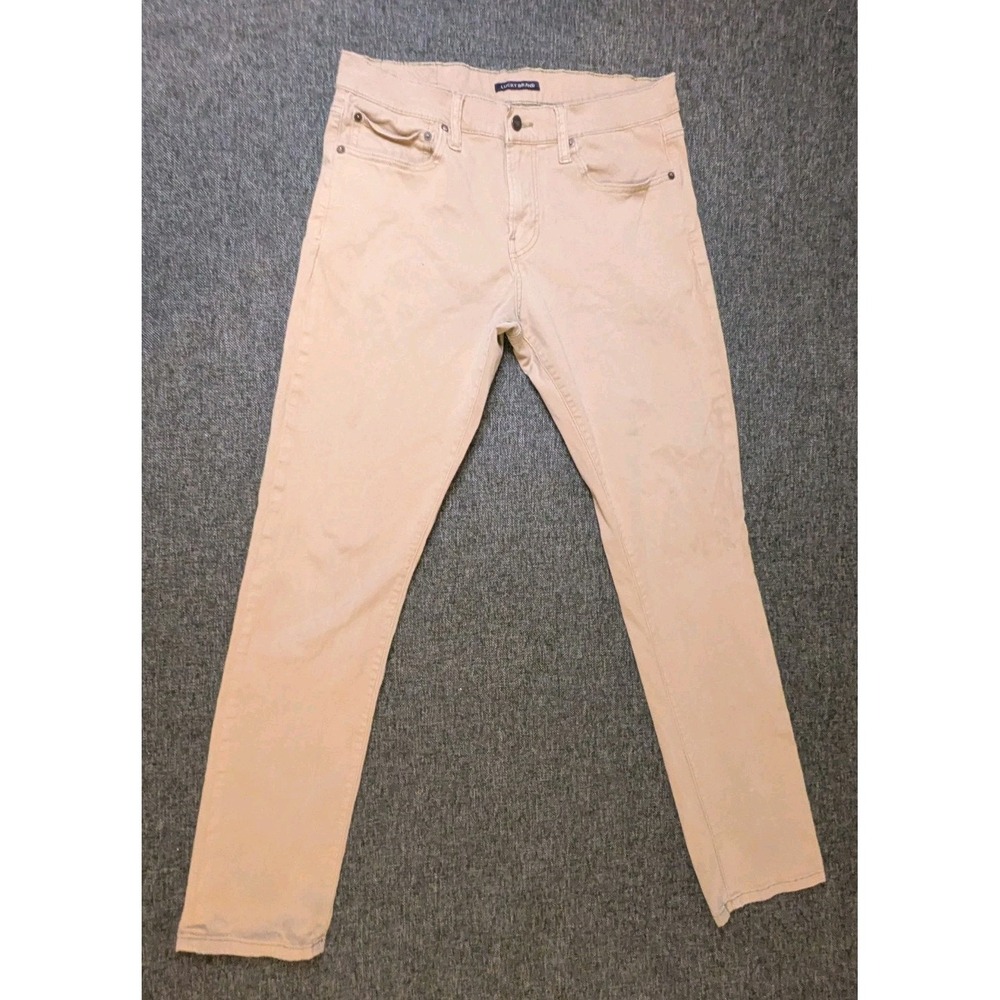 Lucky Brand Chino Mens 32x32 Beige Ivory Straight Slim Leg Khaki Pants READ